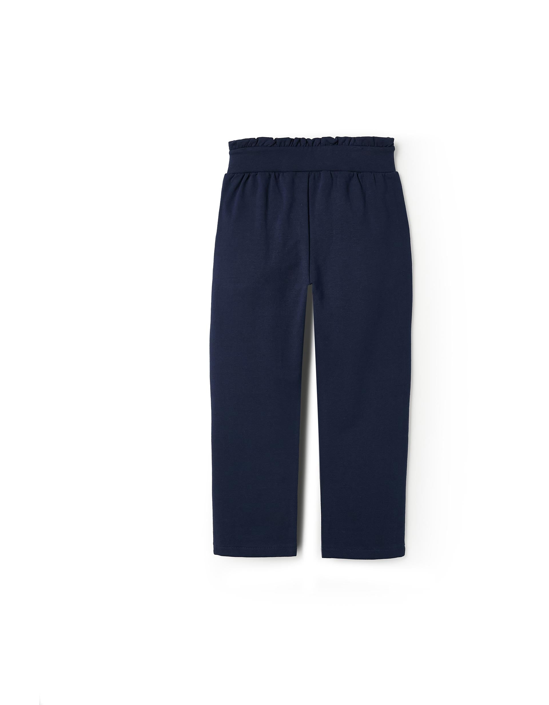 Brushed Trousers with Pleats for Girls, Dark Blue