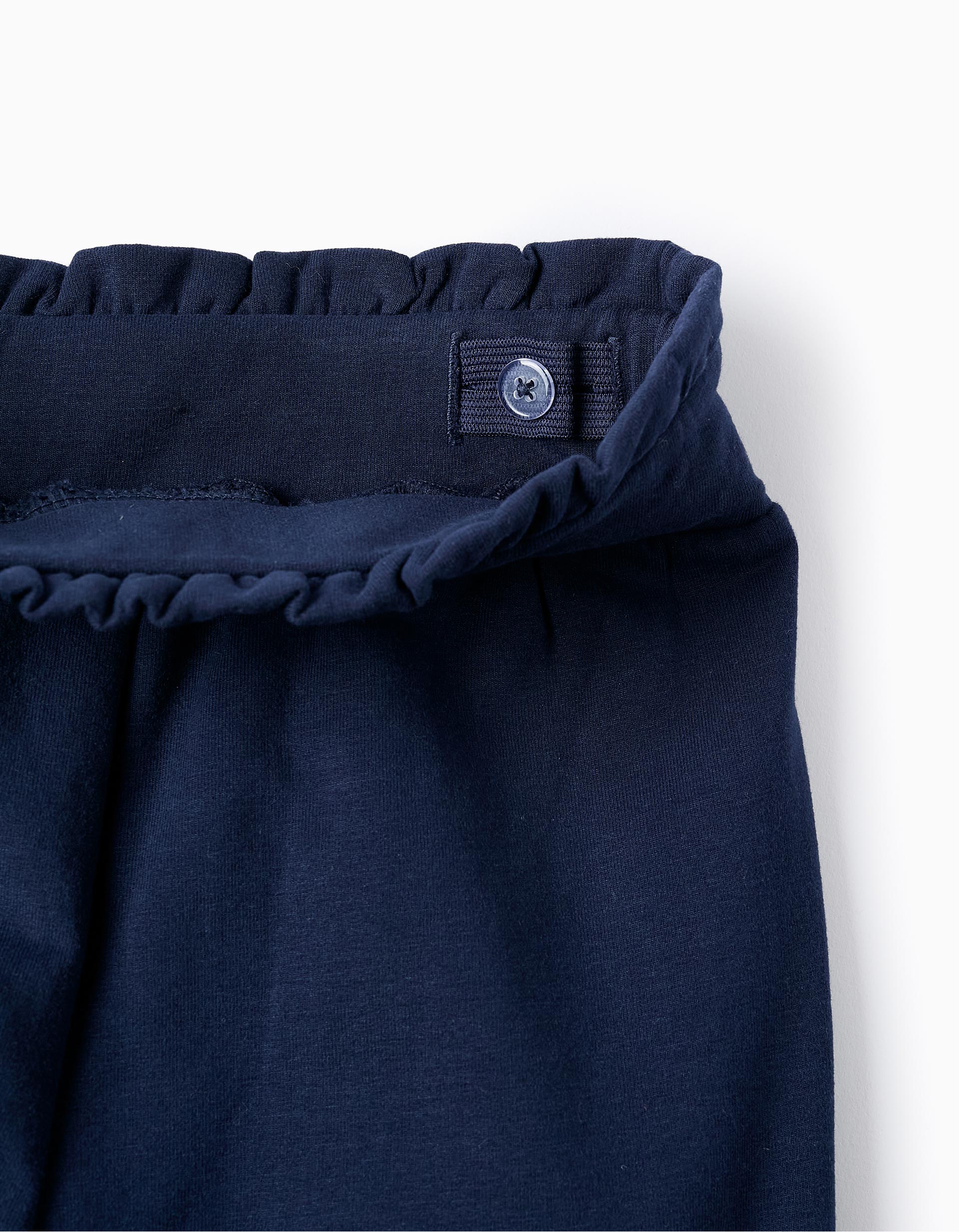 Brushed Trousers with Pleats for Girls, Dark Blue