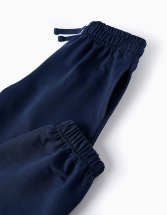 Pantalones de Chándal en Algodón para Niña, Azul Oscuro