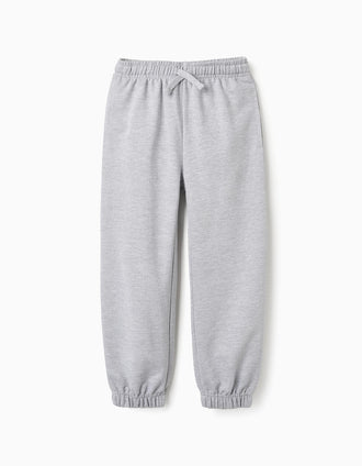 Pantalones de Chándal en Algodón para Niña, Gris