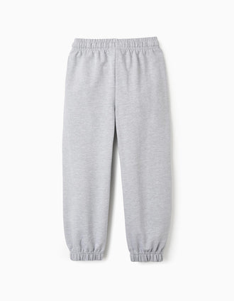 Pantalones de Chándal en Algodón para Niña, Gris