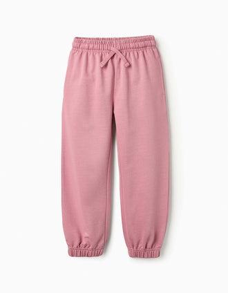 Pantalones de Chándal en Algodón para Niña, Rosa