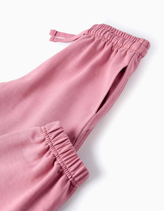Pantalones de Chándal en Algodón para Niña, Rosa