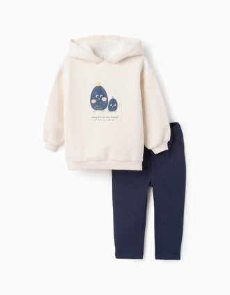 Sudadera+ Leggings para Bebé Niña 'Mummy and Me', Beige/Azul