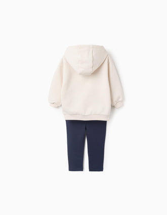 Sudadera+ Leggings para Bebé Niña 'Mummy and Me', Beige/Azul