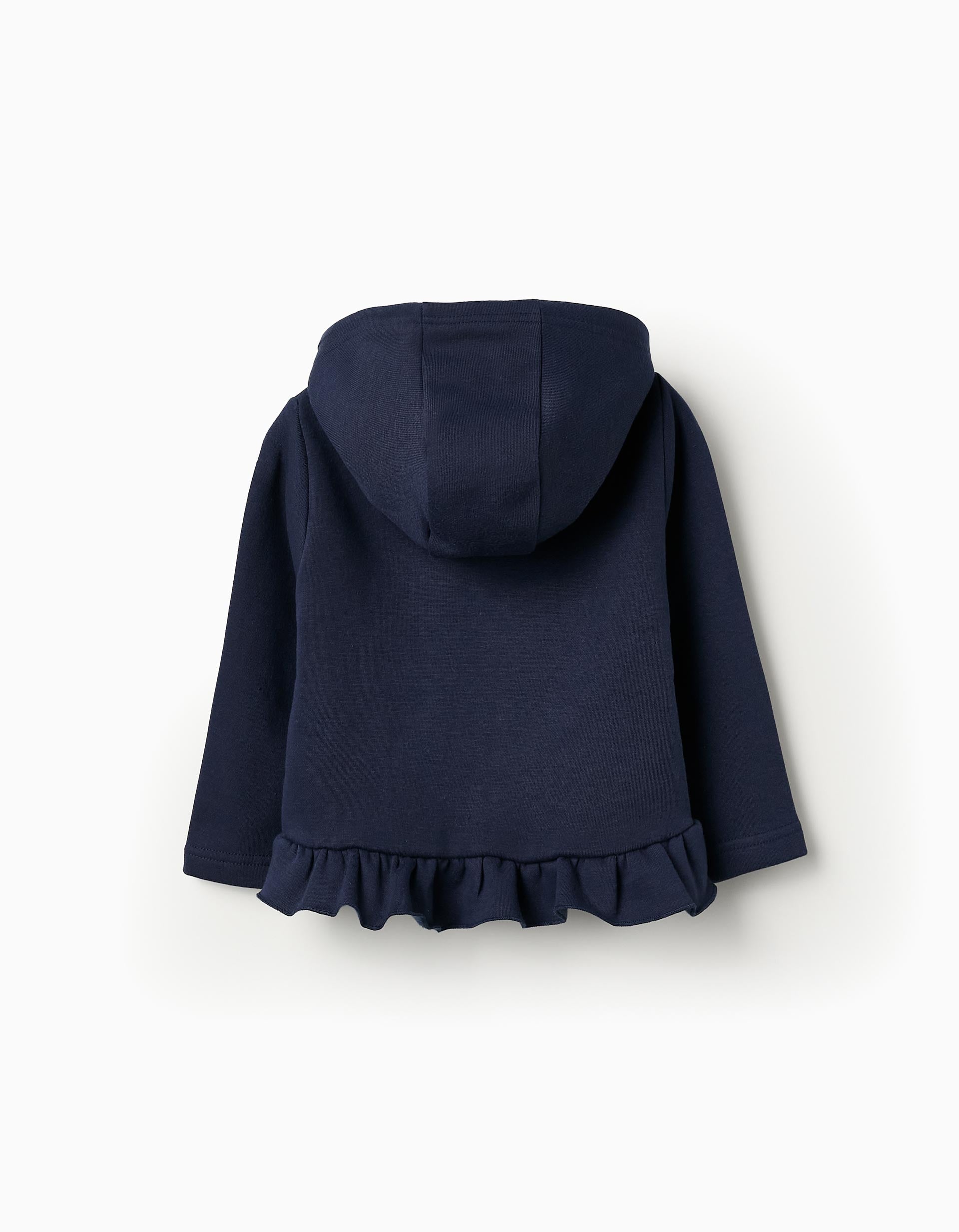 Hooded Jacket with Ruffles for Baby Girls, Dark Blue