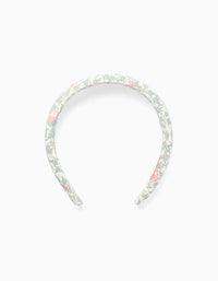 Diadema Acolchada Floral para Bebé y Niña, Beige/Verde/Rosa