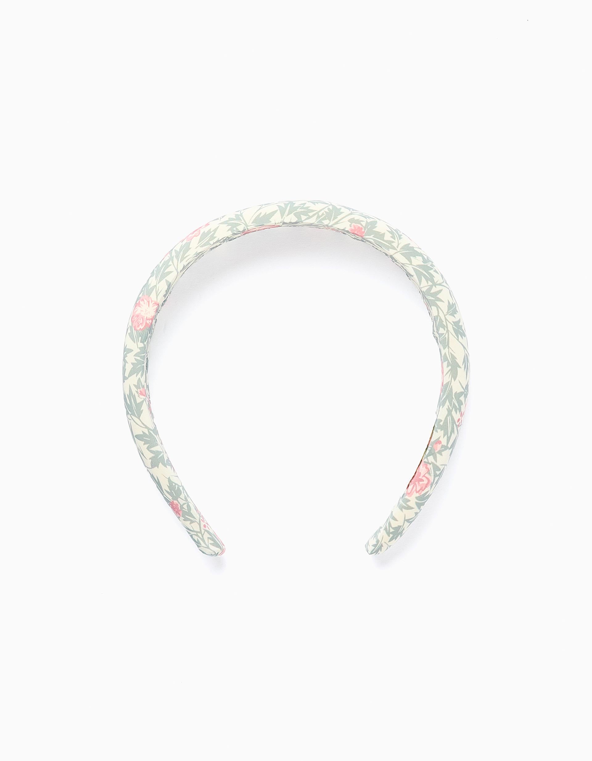 Serre-Tête Rembourré Floral pour Bébé et Fille, Beige/Vert/Rose