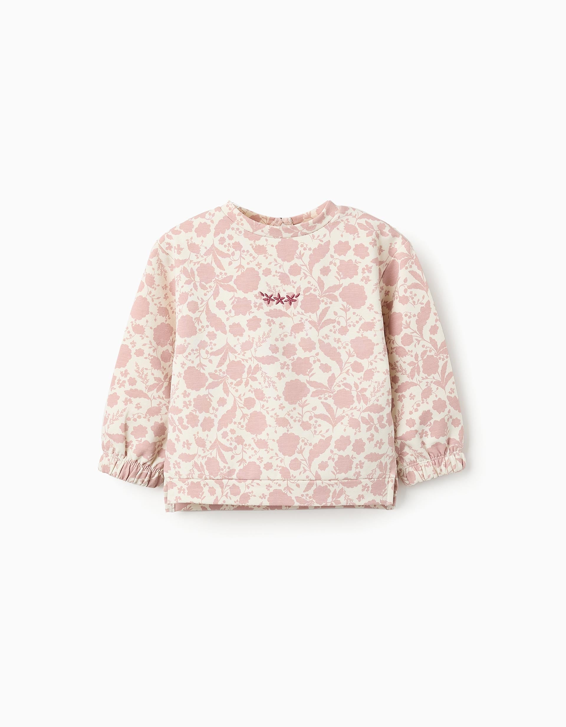 Floral Fleece Sweatshirt for Baby Girls, White/Pink