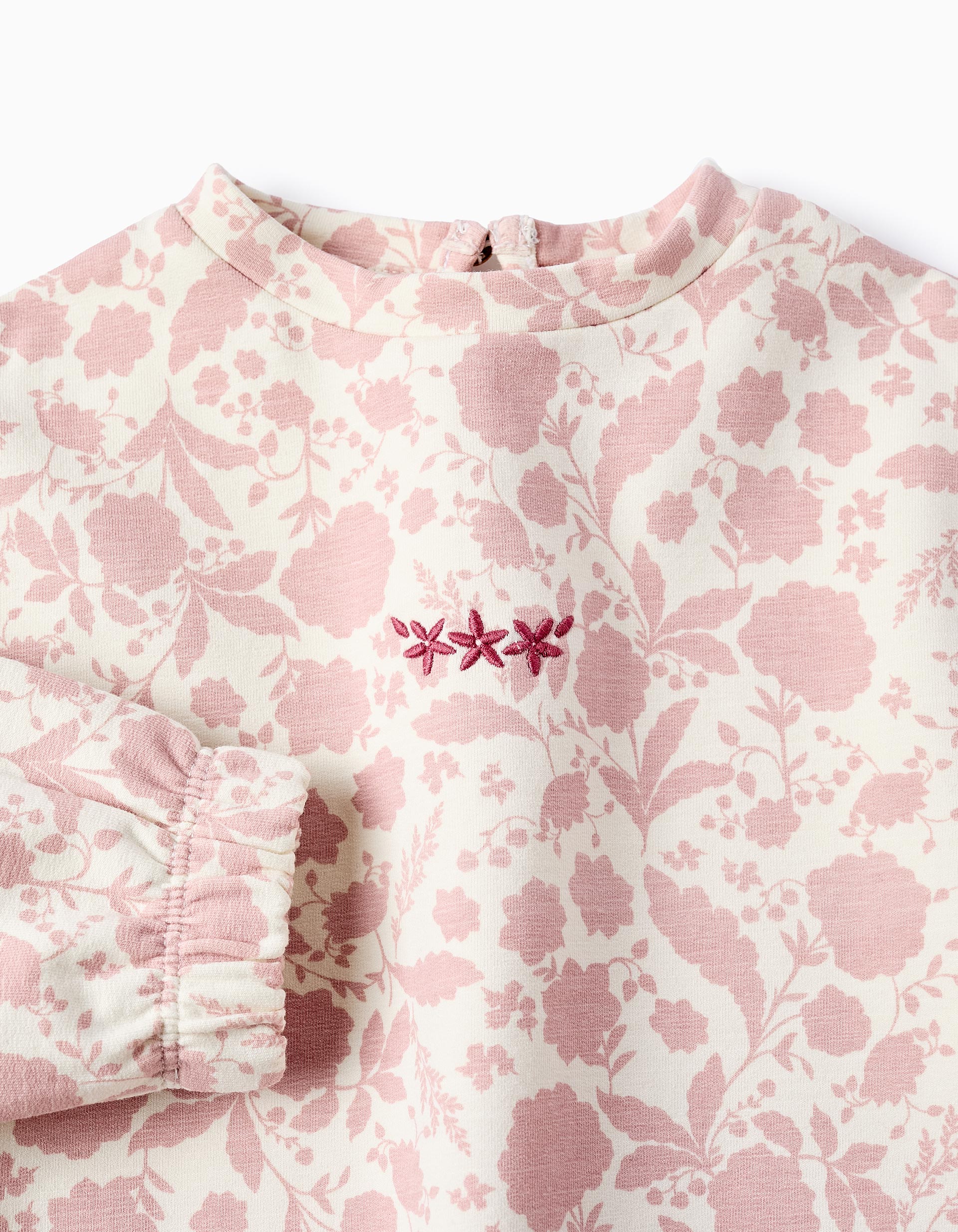 Floral Fleece Sweatshirt for Baby Girls, White/Pink