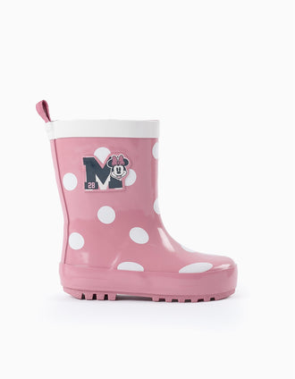 Galochas às Bolinhas para Bebé Menina 'Minnie', Rosa/Branco