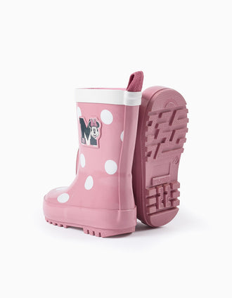 Botas de Agua de Lunares para Bebé Niña 'Minnie', Rosa/Blanco