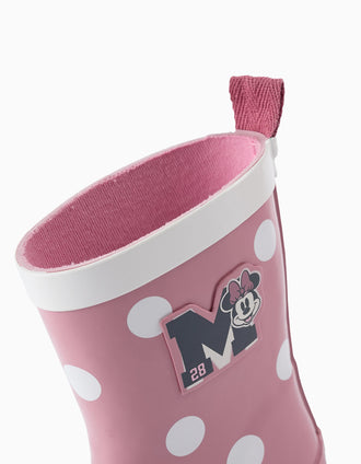 Galochas às Bolinhas para Bebé Menina 'Minnie', Rosa/Branco