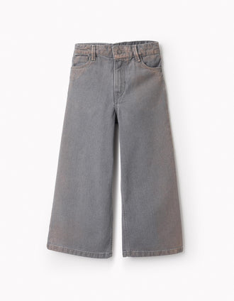 Pantalón Vaquero con Brillo para Niña 'Wide Leg', Gris