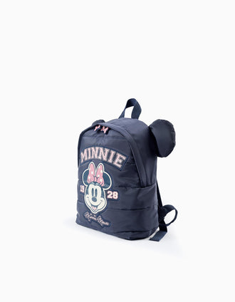 Mochila Almofadada para Bebé Menina 'Minnie', Azul Escuro