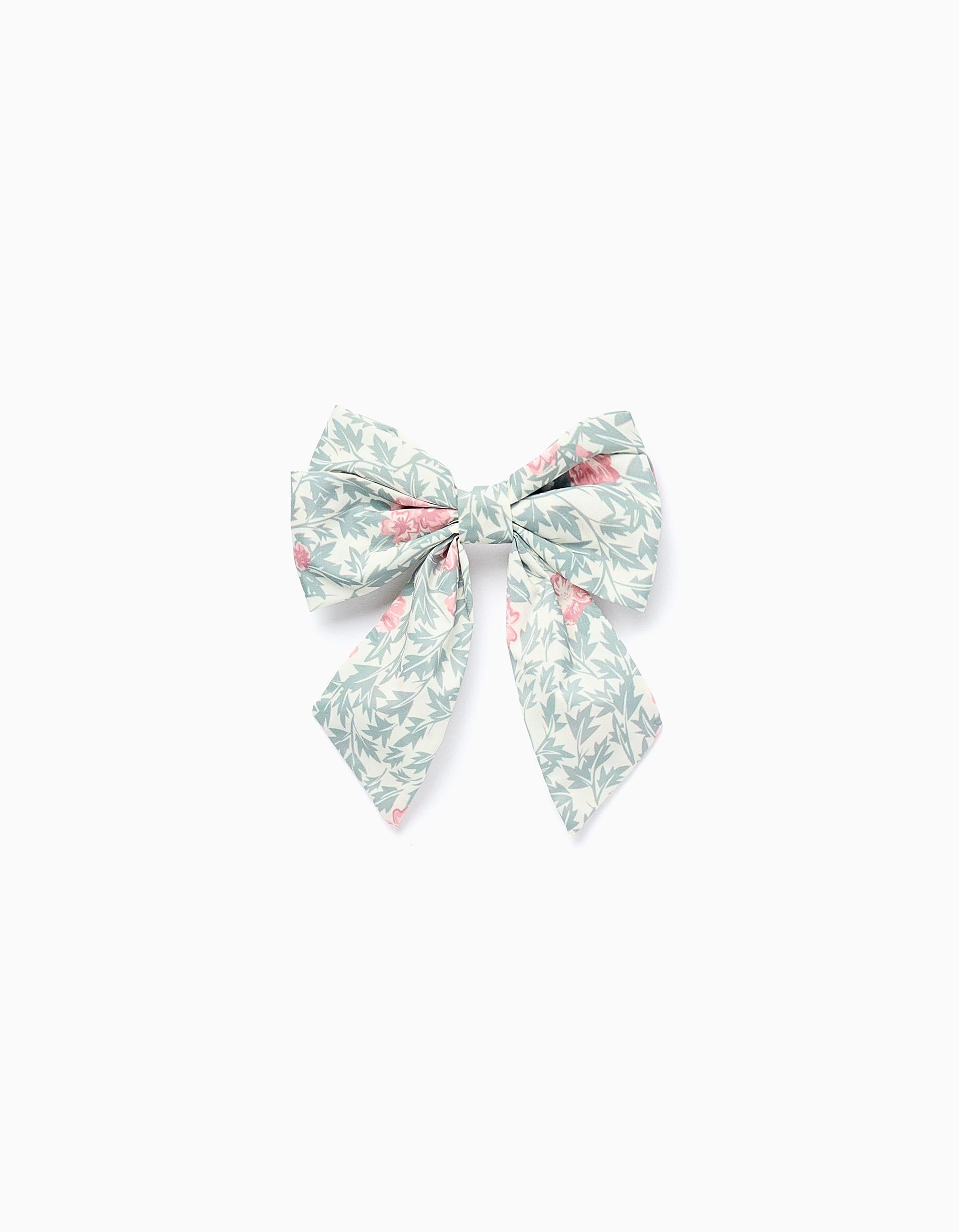 Barrette avec Noeud Floral pour Bébé et Fille, Beige/Vert/Rose