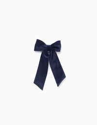 Barrette à Cheveux avec Noeud en Velours pour Bébé et Fille, Bleu Foncé