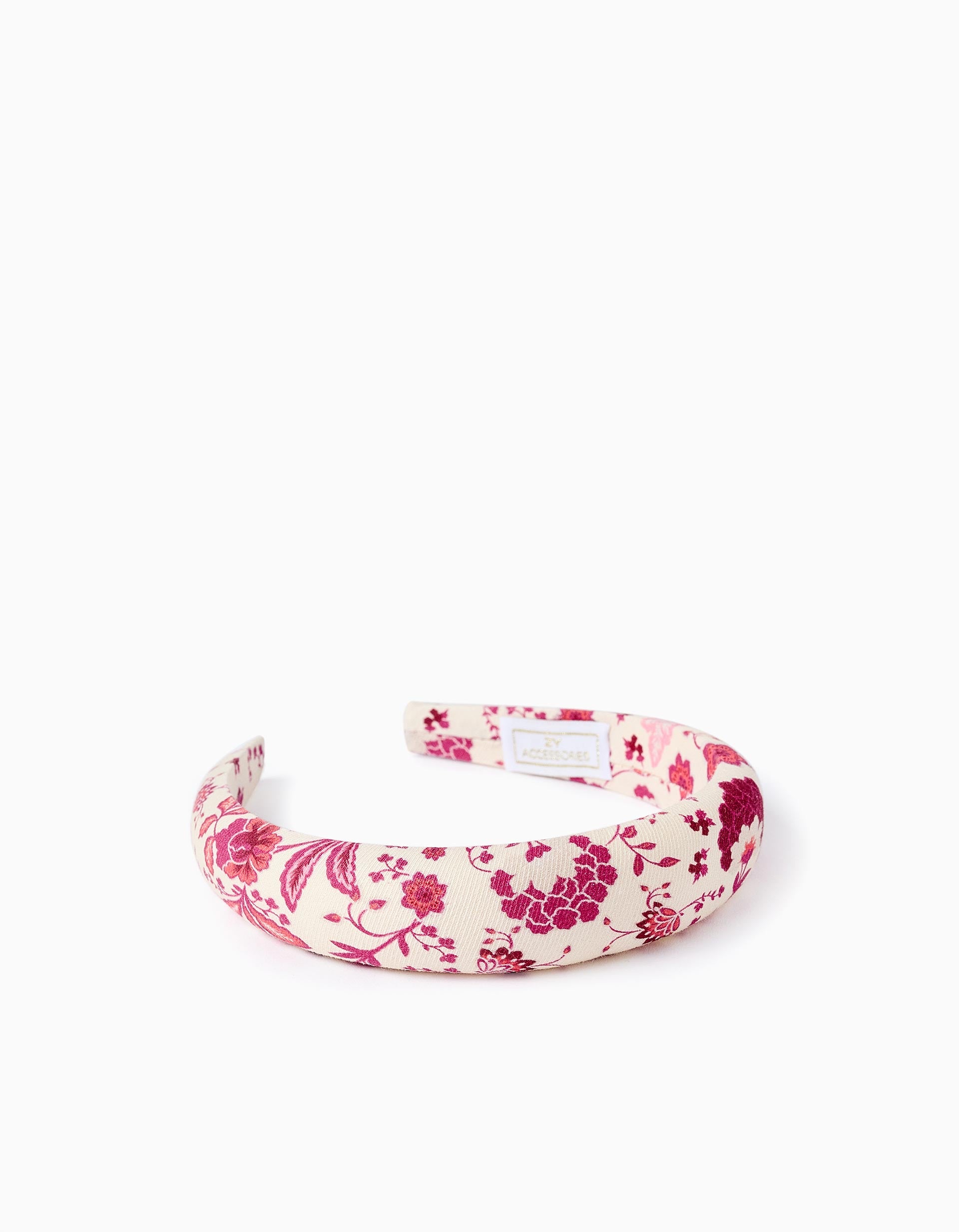 Padded Floral Headband for Baby and Girls, Beige/Pink