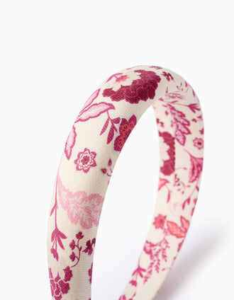 Bandolete Floral Almofadada para Bebé e Menina, Bege/Rosa