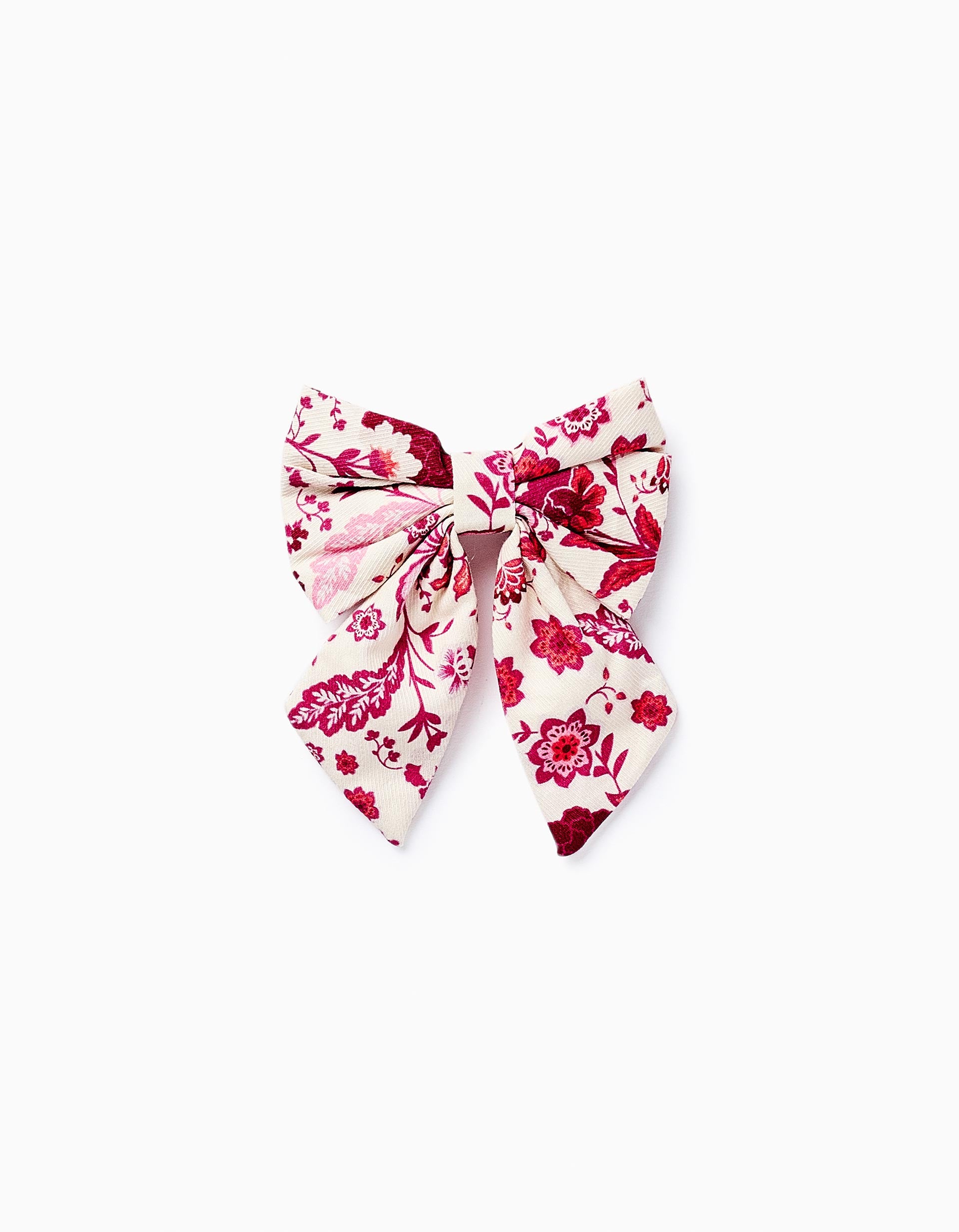 Hair Slide with Floral Bow for Baby Girls, Beige/Pink