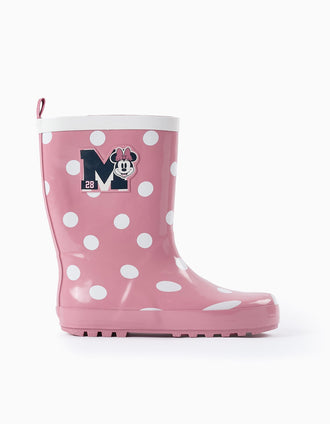 Botas de Agua de Lunares para Niña 'Minnie', Rosa/Blanco