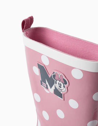 Botas de Agua de Lunares para Niña 'Minnie', Rosa/Blanco