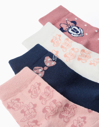 Pack 4 Pares de Meias para Bebé Menina 'Minnie', Multicolor