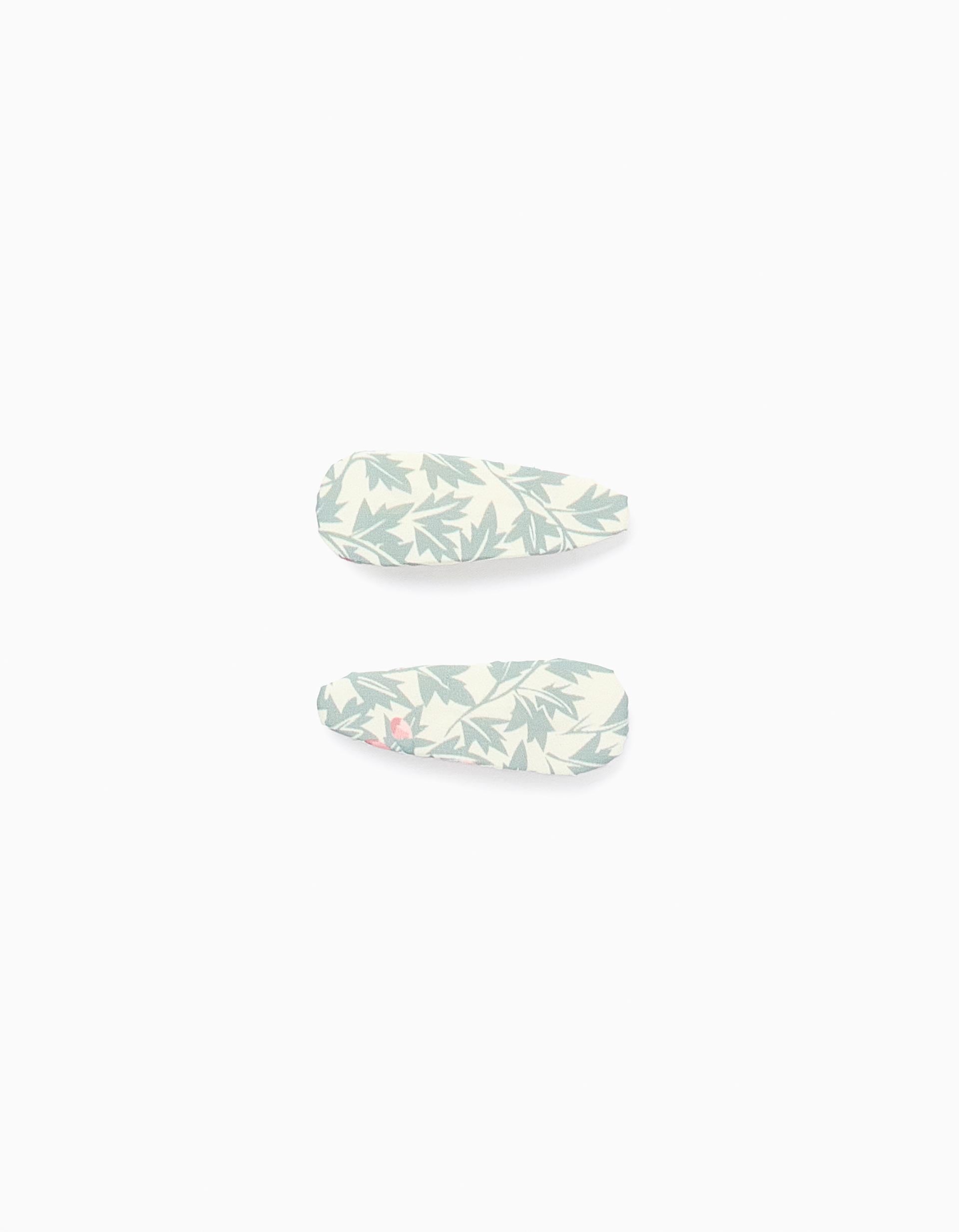 Pack 2 Pinces à Cheveux avec Motif Floral pour Bébé et Fille, Beige/Vert/Rose