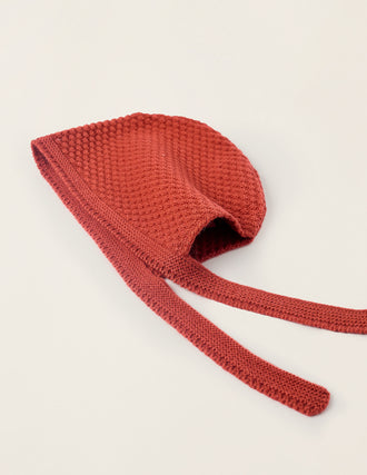 Bonnet en Maille avec Lanières Latérales pour Nouveau-né, Orange