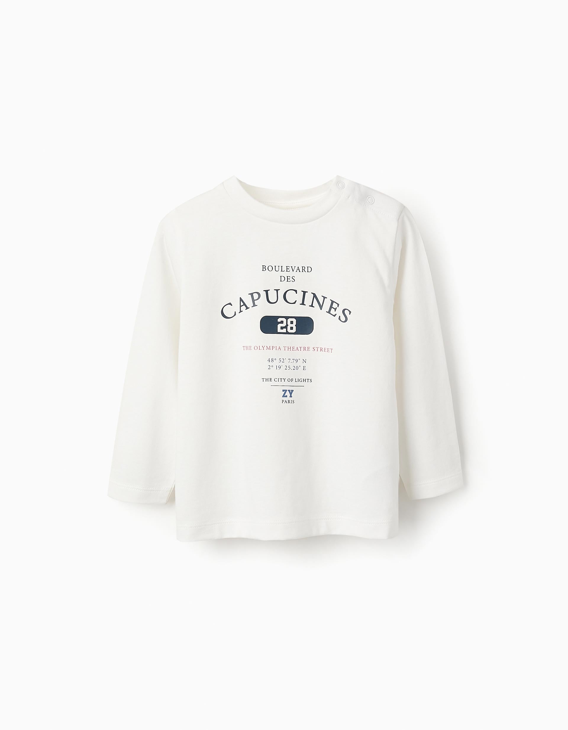 Long-sleeved T-shirt for Baby Boys 'Paris', White