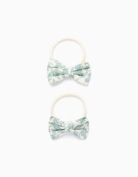 Pack 2 Élastiques avec Noeud Floral pour Bébé et Fille, Beige/Vert/Rose