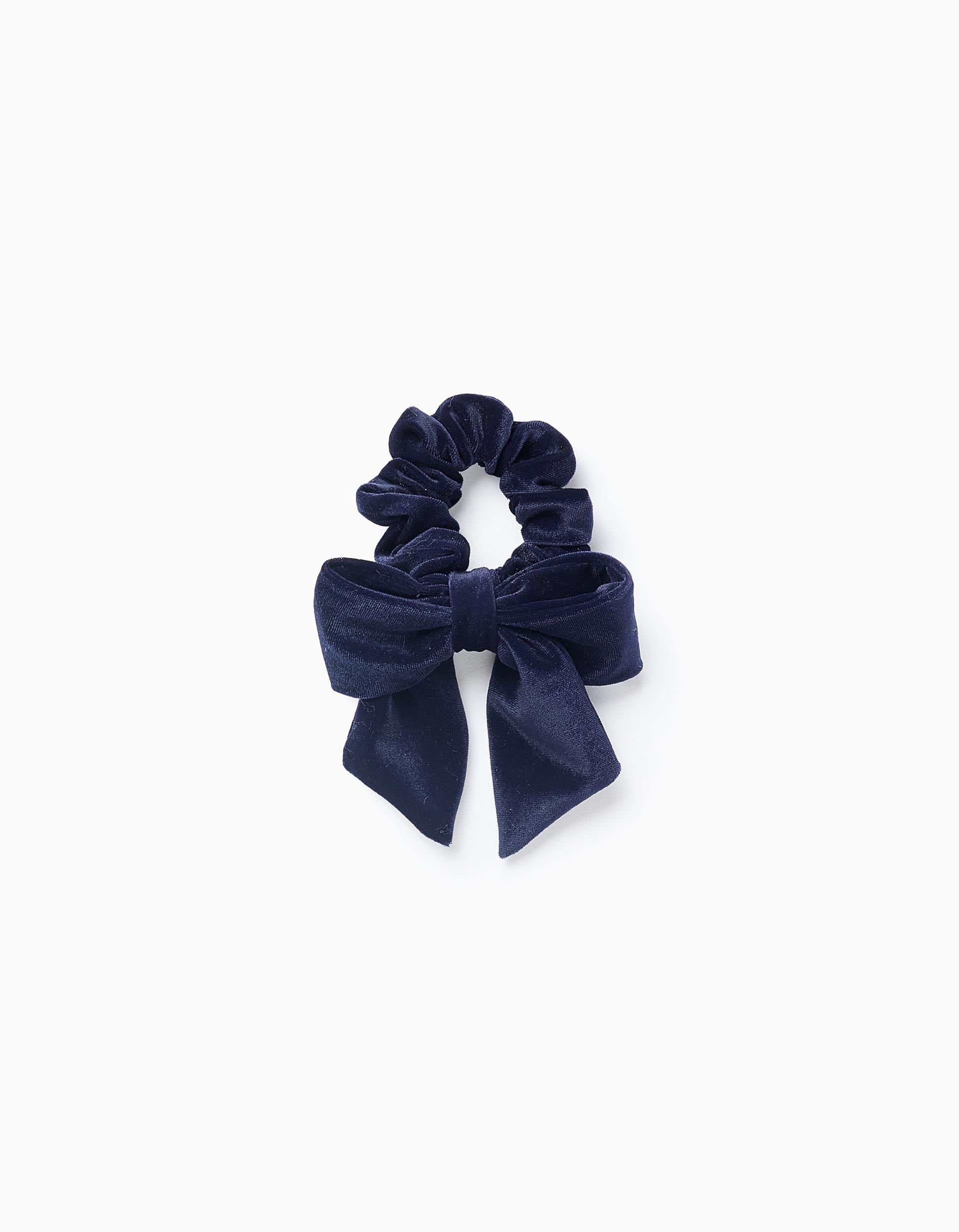 Scrunchie com Laço de Veludo para Bebé e Menina, Azul Escuro