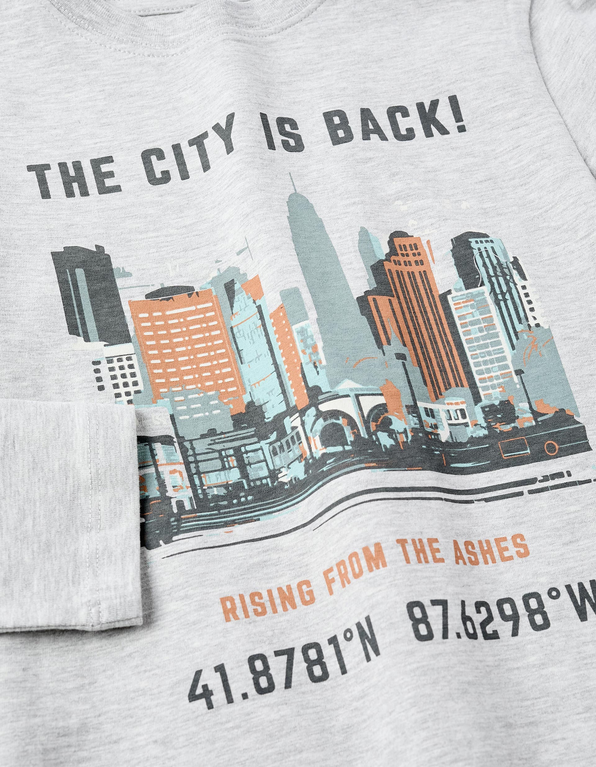 Long-sleeved Cotton T-shirt for Boys 'City', Grey