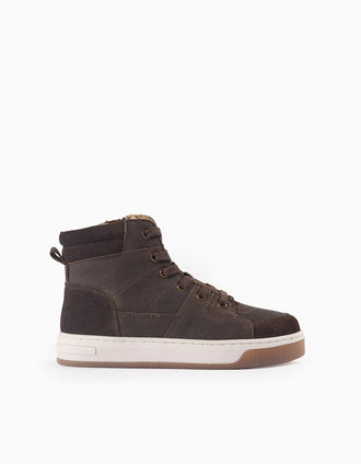 Botas Desportivas de Pele para Menino, Castanho