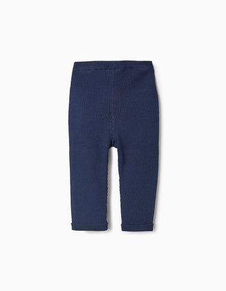 Pantalón de Punto Acanalado para Bebé Niña, Azul Oscuro