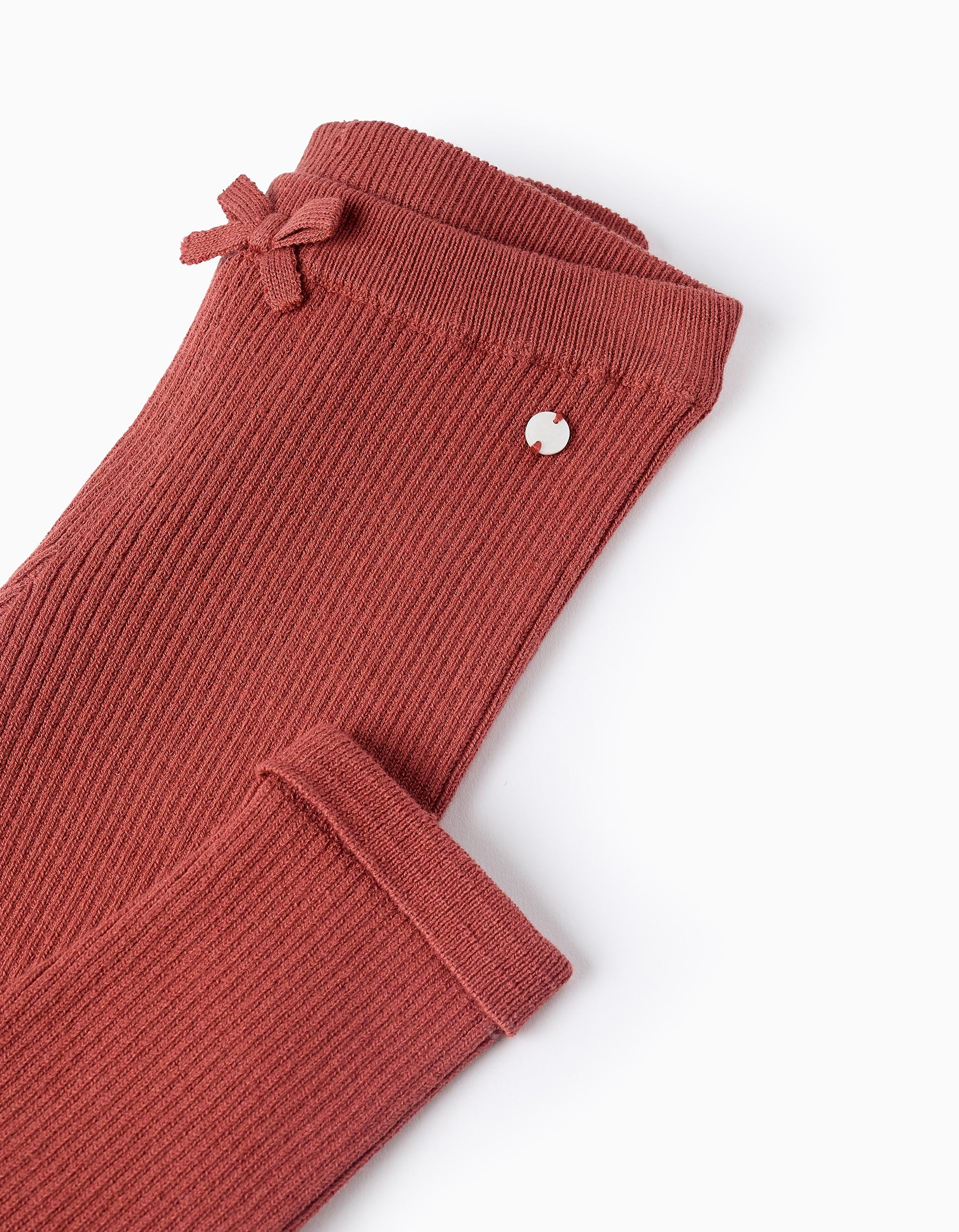 Ribbed Knit Trousers for Baby Girls, Orange