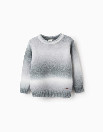 Pull en Maille Dégradé pour Garçon, Blanc/Gris