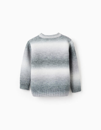 Pull en Maille Dégradé pour Garçon, Blanc/Gris