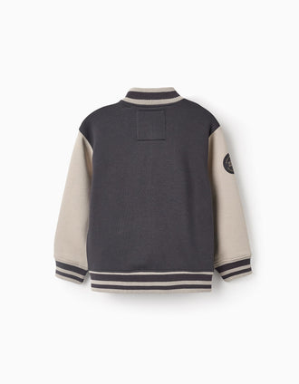 Chaqueta Bomber Perchada para Niño 'Chicago', Gris/Beige