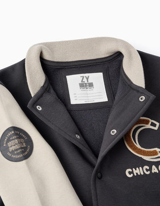 Casaco Bomber Cardado para Menino 'Chicago', Cinza/Bege