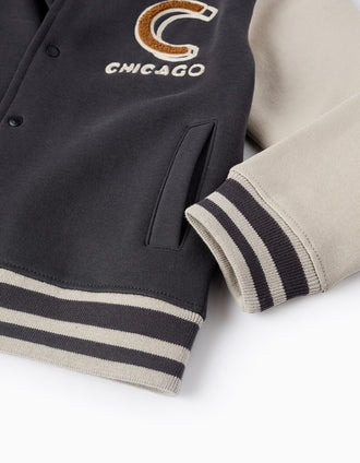 Chaqueta Bomber Perchada para Niño 'Chicago', Gris/Beige