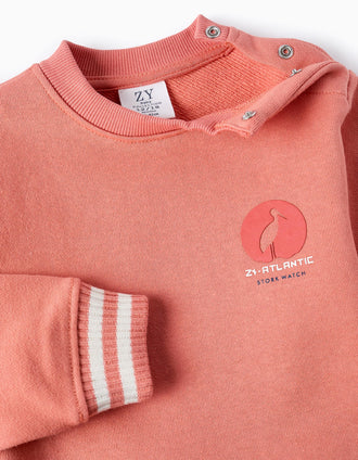 Sweat en Coton pour Bébé Garçon 'Cigogne', Orange
