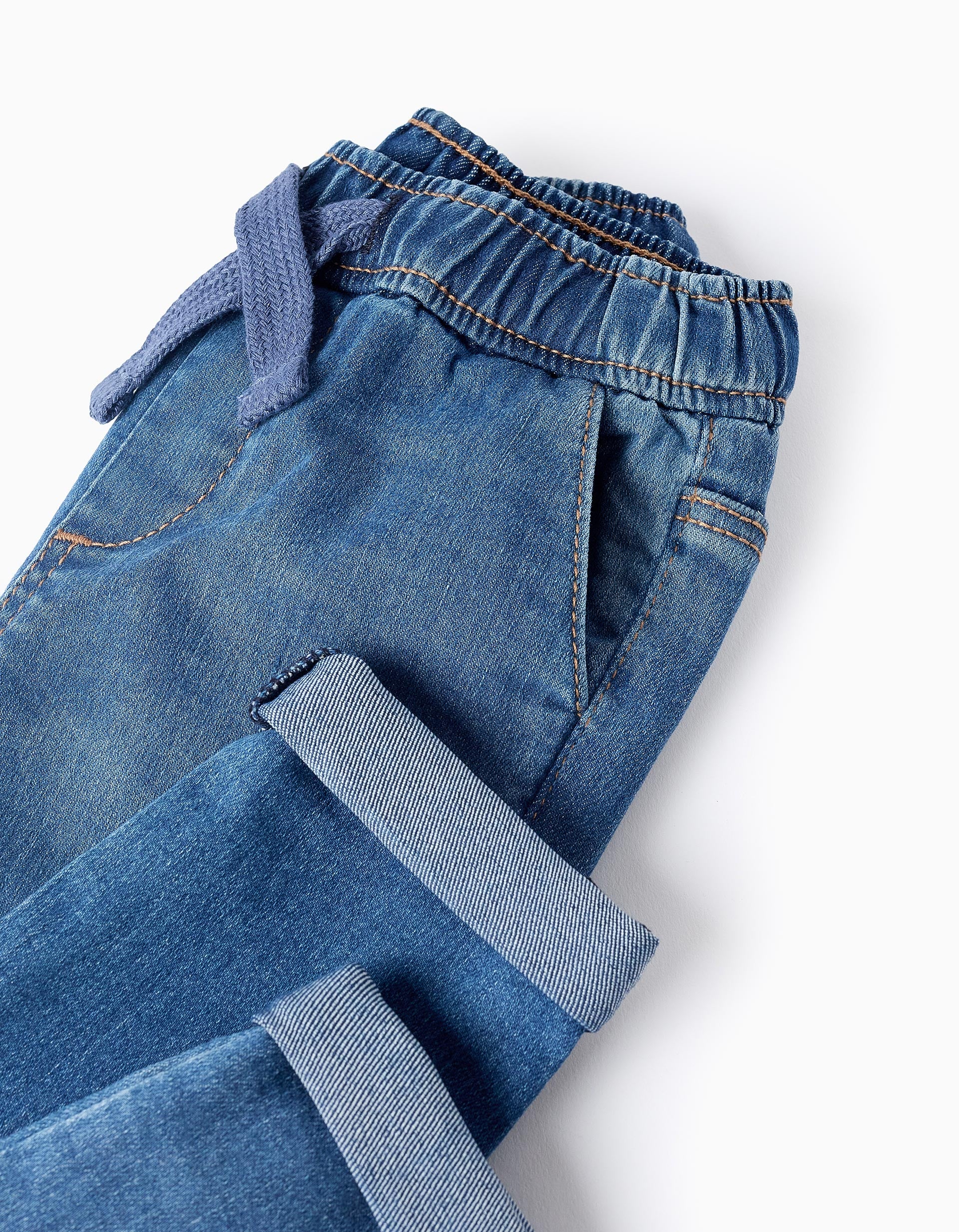 Sporty Denim Trousers for Baby Boys, Blue