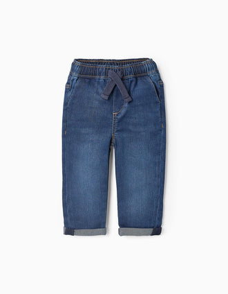 Pantalón Vaquero Deportivo para Bebé Niño, Azul Oscuro