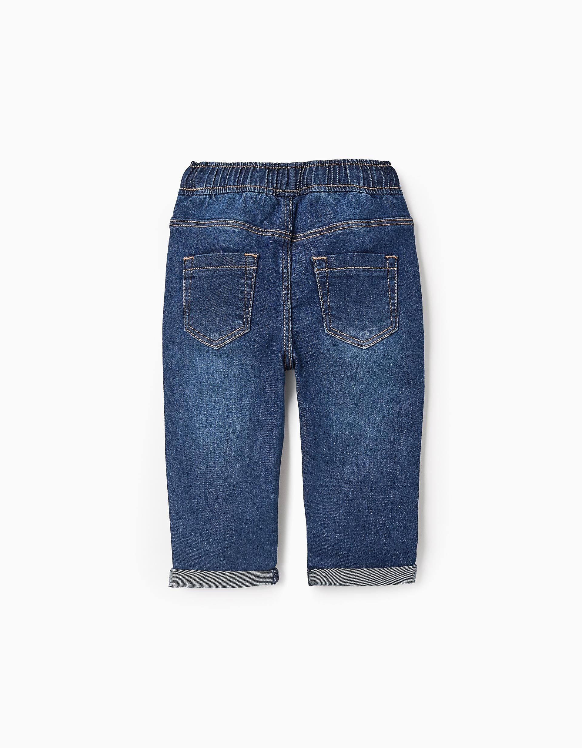 Sporty Denim Trousers for Baby Boys, Dark Blue