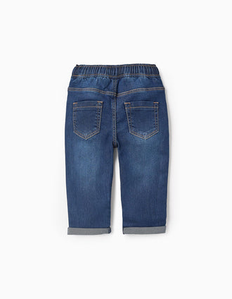 Pantalón Vaquero Deportivo para Bebé Niño, Azul Oscuro