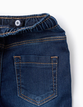 Pantalón Vaquero Deportivo para Bebé Niño, Azul Oscuro