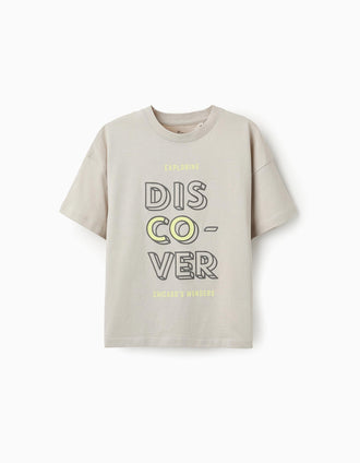 Camiseta de Algodón para Niño 'Chicago', Beige