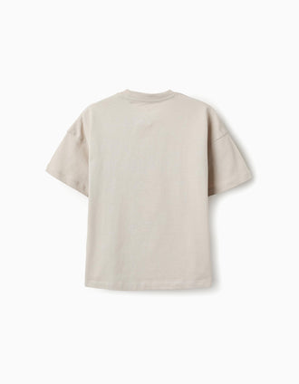 Camiseta de Algodón para Niño 'Chicago', Beige