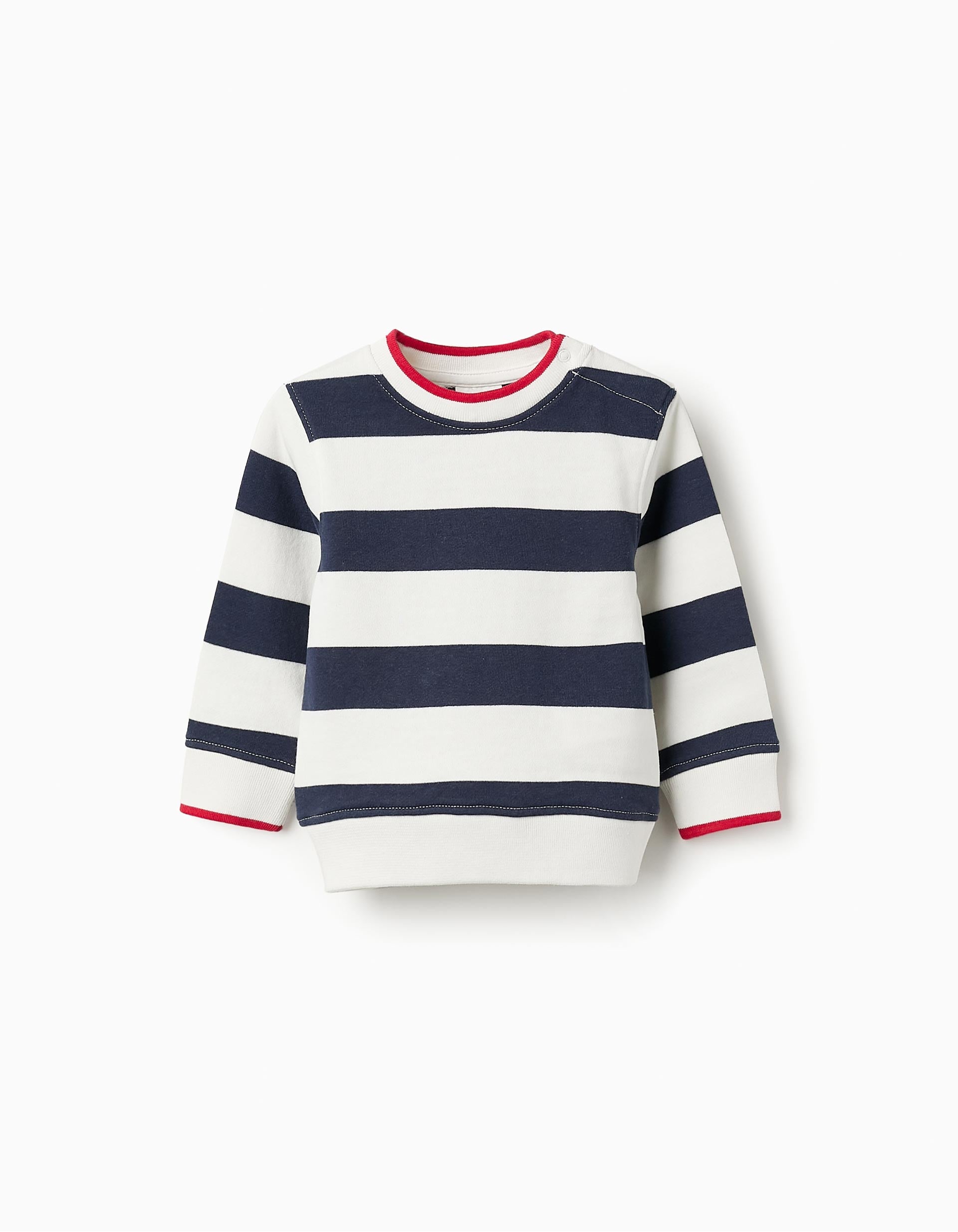 Striped Sweatshirt for Baby Boys, White/Navy Blue